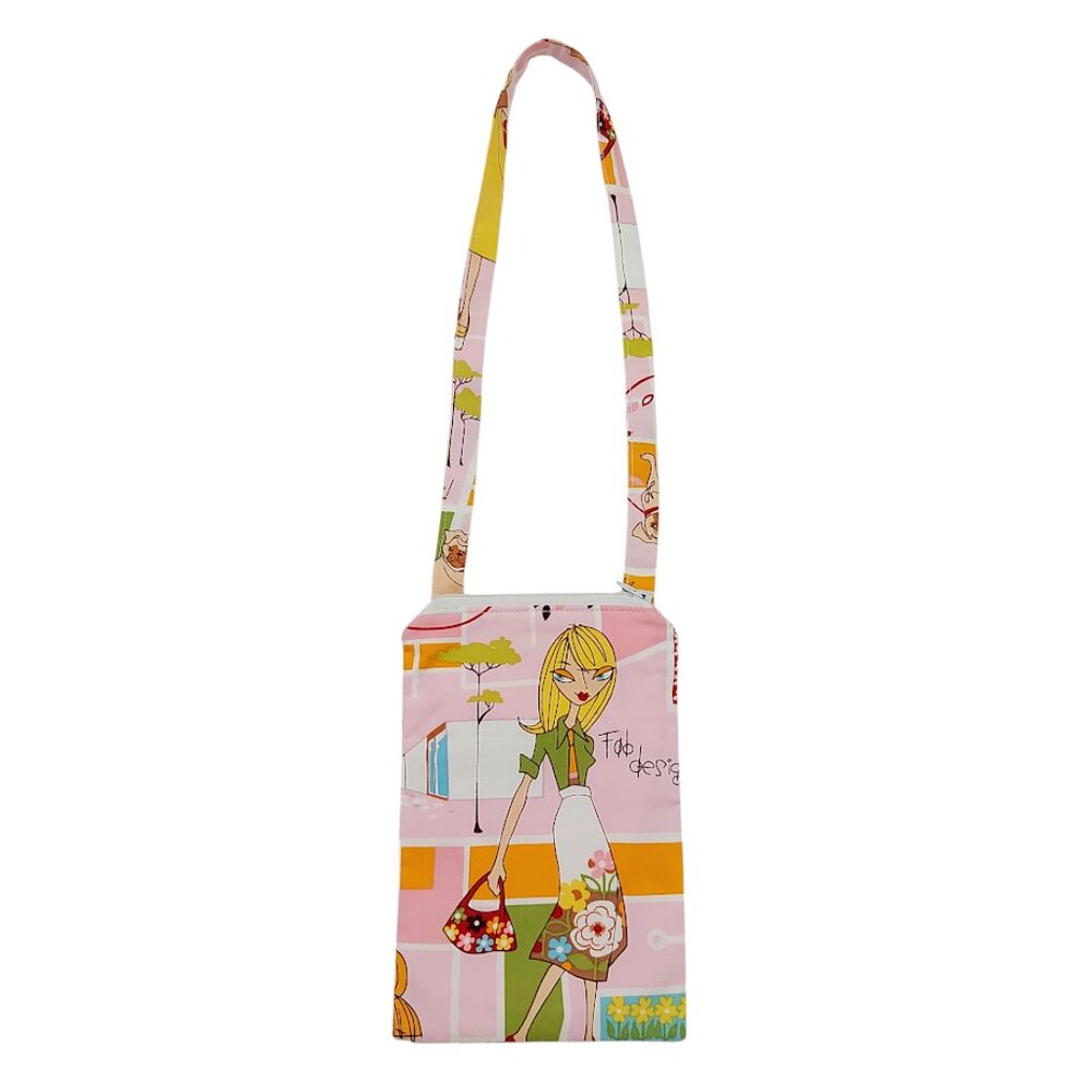 Crossbody Bag Small Messenger Bag Fabric Modern Print Lined With Zipper Handmade